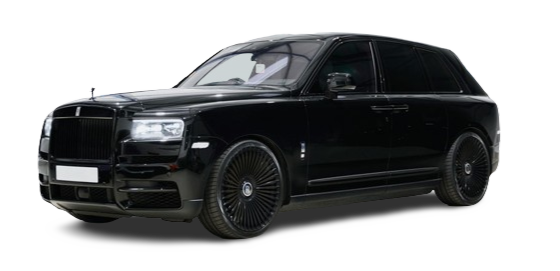 A black luxury suv on a white background, featuring a prominent grille and sleek, modern design.