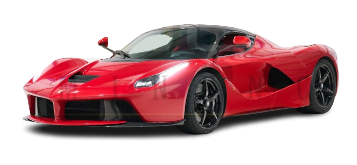 A red ferrari laferrari sports car isolated on a white background.